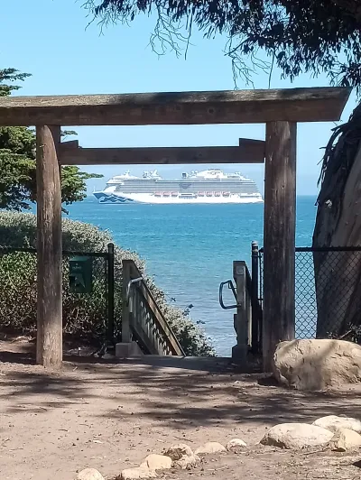 Seascape Through Wooden Arch
