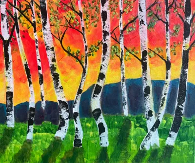 Fiery Birch Sunset