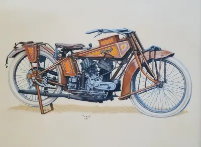 1916 Traub Motorcycle Illustration